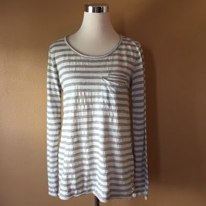 AnthropologiePostmark Scoopneck Stripe Pocket Gray